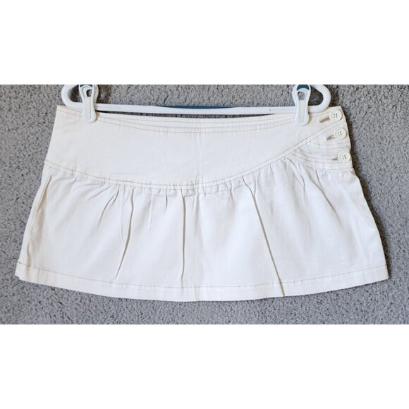 Vtg Y2K Split Women's Juniors Sz 9 Micro Mini Low Rise Pleated Skirt White - Picture 1 of 16